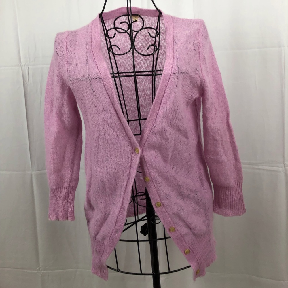 J. Crew sheer cardigan pink M